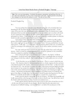 Letter from Harriet Beecher Stowe to Frederick Douglass: Transcript