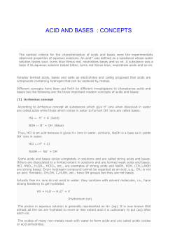 ACID AND BASES : CONCEPTS