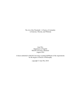 The Art of the Threshold: A Poetics of Liminality