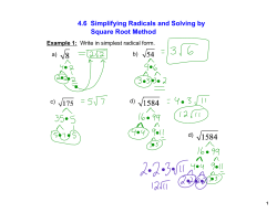 4.6 Simplifying Radicals and Solving by Square Root Method