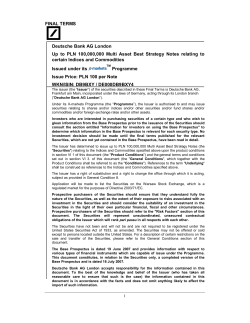FINAL TERMS Deutsche Bank AG London Up to PLN 100,000,000