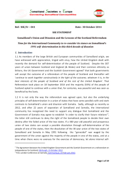 Somaliland`s Union and Disunion and the