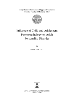 Influence of Child and Adolescent Psychopathology on Adult