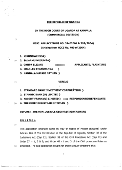 IN THE HIGH COURT OF UGANDA AT KAMPALA (COMMERCIAL