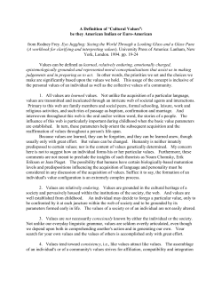 A Definition of ACultural Values@: be they American Indian or Euro