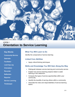 Orientation to Service Learning