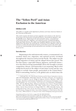 The &ldquo;Yellow Peril&rdquo; and Asian Exclusion in the Americas