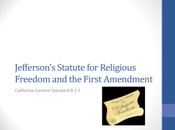 Jefferson`s Statute for Religious Freedom and the First Amendment