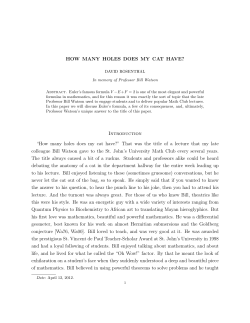 How many holes does my cat have? - St. John`s University Unofficial