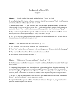 Don Quixote de la Mancha RFQs Chapters 4 &ndash; 6 Chapter 4
