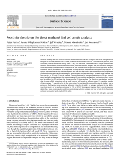 Reactivity descriptors for direct methanol fuel cell anode