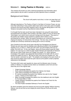 Module 06 Using Psalms in Worship