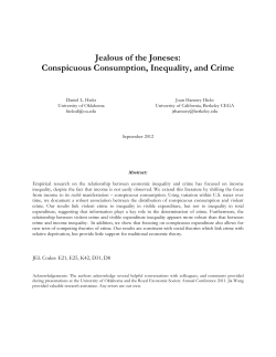 Jealous of the Joneses: Conspicuous Consumption