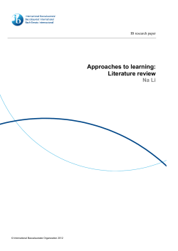 Approaches to learning: Literature review