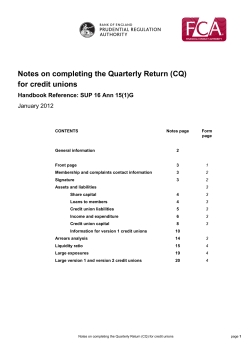 Notes on completing the Quarterly Return (CQ)