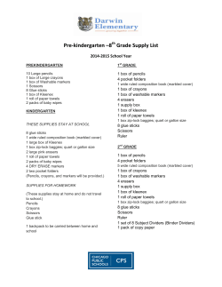 Pre-kindergarten &ndash;8 Grade Supply List