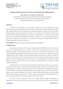 Theme of Resistance in the Selected Poems of Amiri Baraka