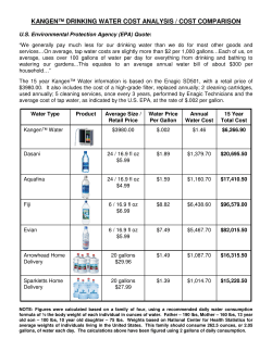 KANGEN&trade; DRINKING WATER COST ANALYSIS / COST