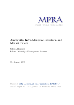 Ambiguity, Infra-Marginal Investors, and Market Prices