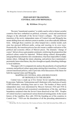 86 POST-SOVIET TRANSITION: CENTRAL ASIA AND MONGOLIA