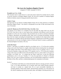 By-Laws for Southern Baptist Church