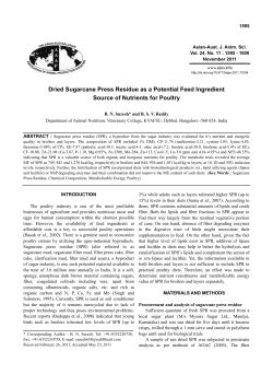 Dried Sugarcane Press Residue as a Potential Feed Ingredient