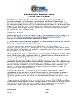 Coaches Code of Conduct - Cape Cod Youth Basketball League