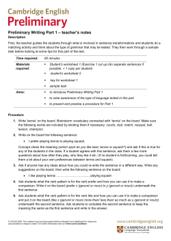 Preliminary Writing Part 1