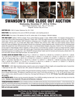 swanson`s tire close out auction