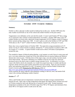 October 2009 Climate Summary