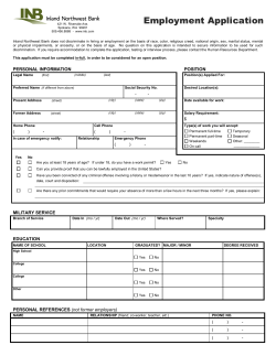 POSITION - Inland Northwest Bank