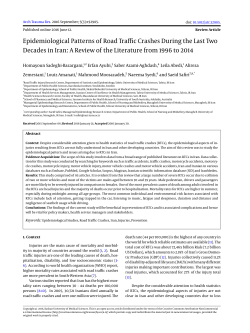 Epidemiological Patterns of Road Traffic Crashes During the Last