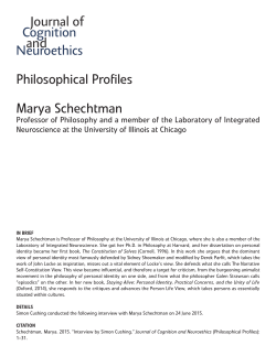 A Philosophical Profile of Marya Schechtman