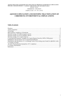 AQUEOUS SPECIATION AND ISOTOPIC FRACTIONATION OF