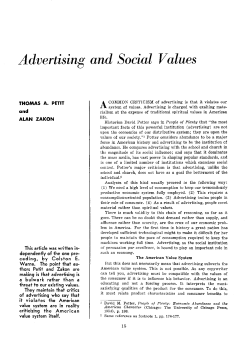 Advertising and Social Values