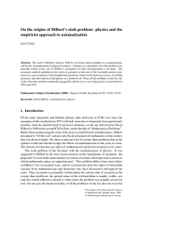 On the origins of Hilbert`s sixth problem: physics and the