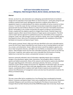Gulf Coast Vulnerability Assessment Mangrove, Tidal Emergent