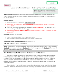 Lesson 2.10: Physical Science &ndash; Review of Newton`s Laws of Motion