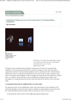 Tate Papers \226 Authenticity, Change and Loss in the Conservation