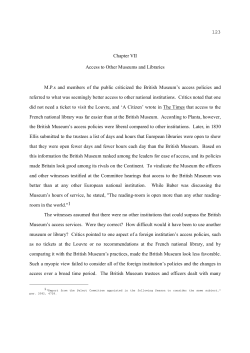123 Chapter VII Access to Other Museums and