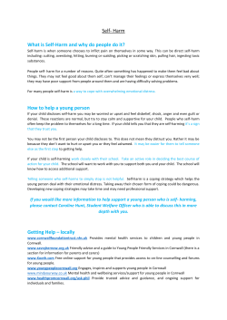 Self- Harm What is Self-Harm and why do people do it? How to help