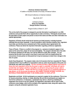 American Literature Association A Coalition of Societies Devoted to