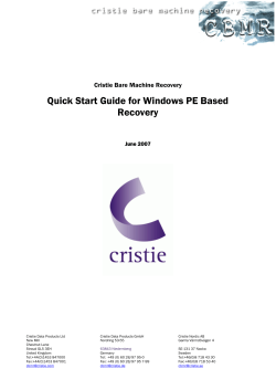 Quick Start Guide for Windows PE Based Recovery