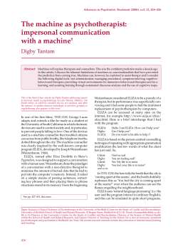 The machine as psychotherapist: impersonal communication with a