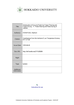 Denaturation of Enzyme Protein by Freeze