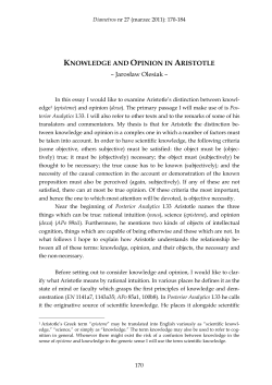 knowledge and opinion in aristotle