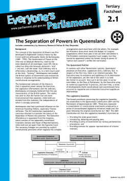 The Separation of Powers in Queensland