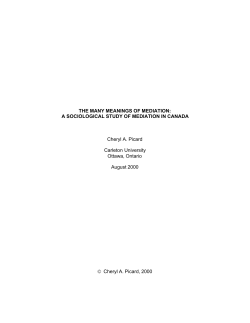 THE MANY MEANINGS OF MEDIATION: A SOCIOLOGICAL STUDY