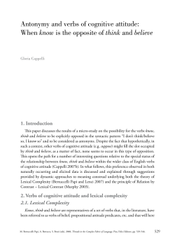 Antonymy and verbs of cognitive attitude: When know is the opposite