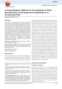 A Simple Biogenic Method for the Synthesis of Silver Nanoparticles